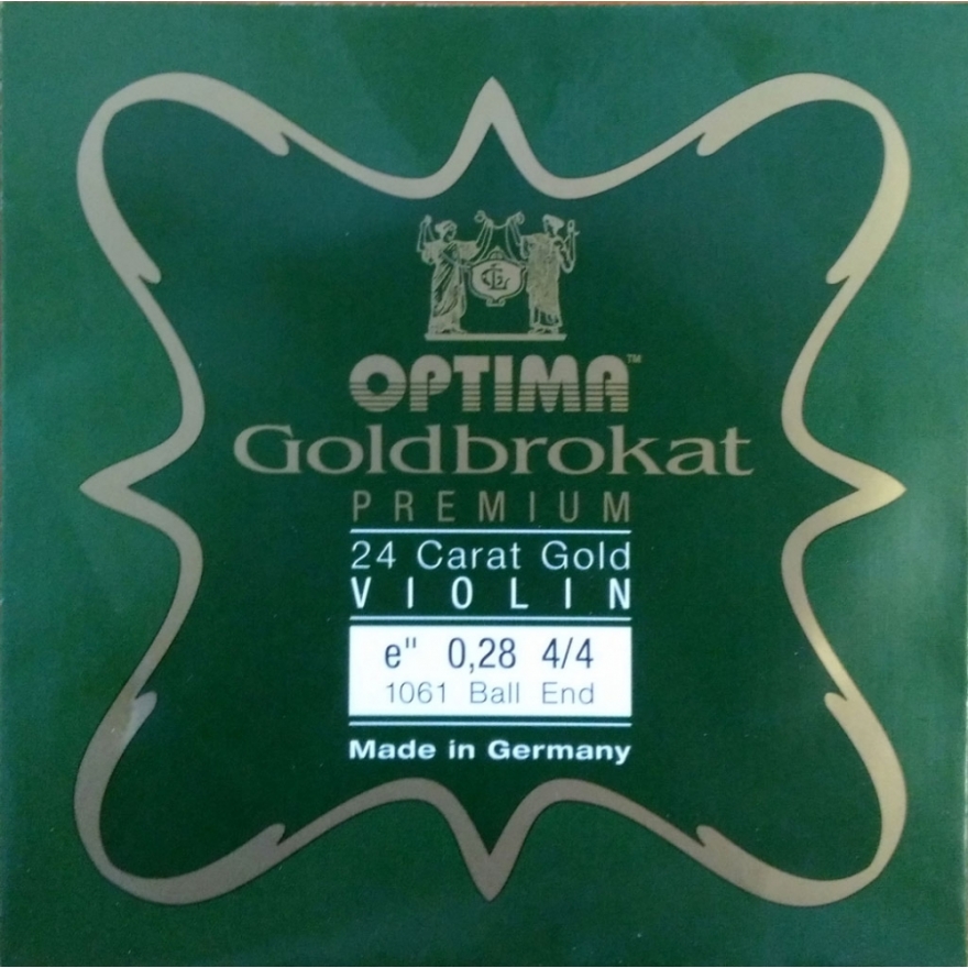 Optima Violine Goldbrokat Premium E, 24K Gold mit Kugel