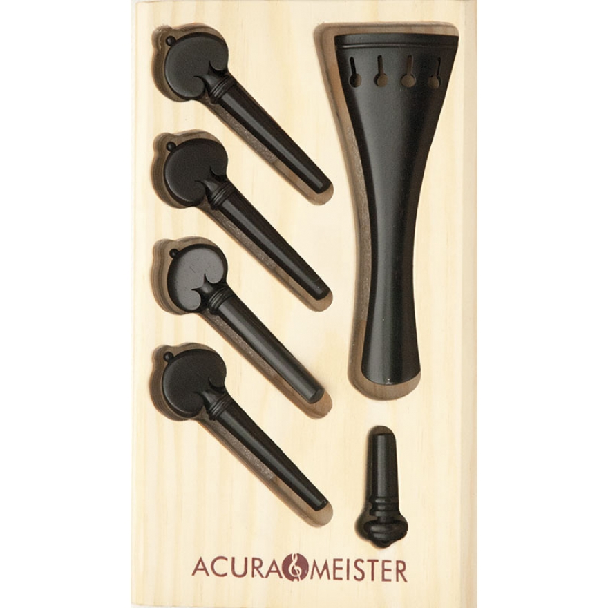 Acurameister Set 6 pcs. violin, ebony, pin and collar horn